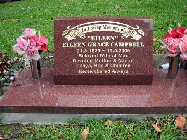 Imperial red granite memorial on a double base